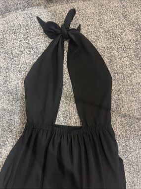 Afrodita Black Halter Tie-Back Tulum Dress